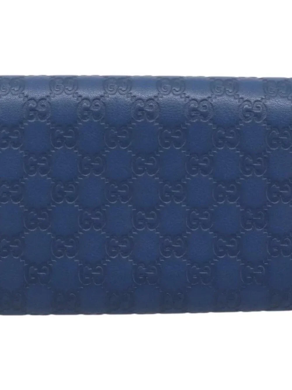 GUCCI Micro Guccissima GG Canvas Key Case Leather Blue Gold 278633 Auth 186350M